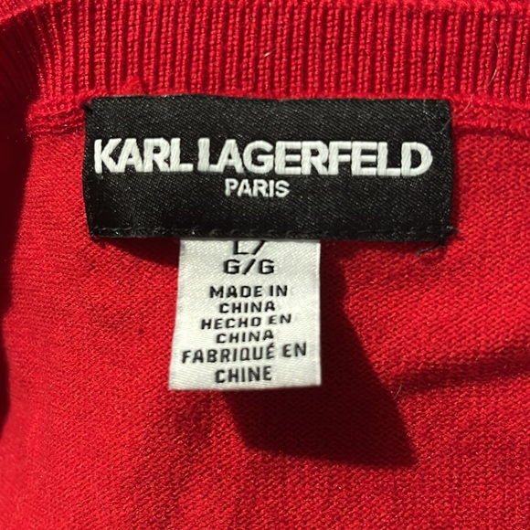Karl Lagerfeld festive red sweater with black buttons - Picture 2 of 3